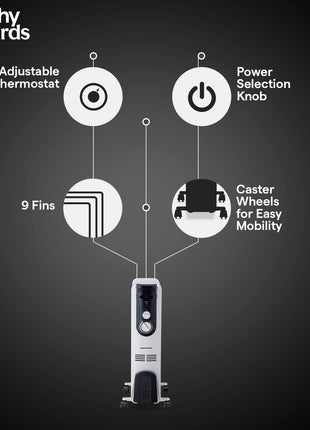Morphy Richards OFR 09 Fin Oil Filled Room Heater 2000 Watt Grey ISI Approved 