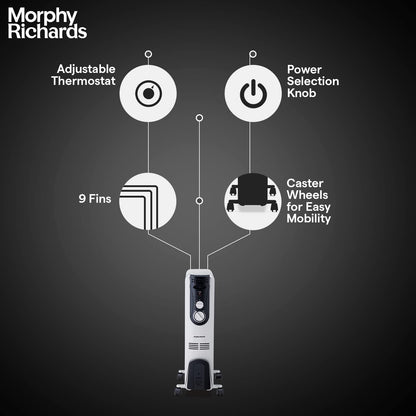 Morphy Richards OFR 09 Fin Oil Filled Room Heater 2000 Watt Grey ISI Approved 