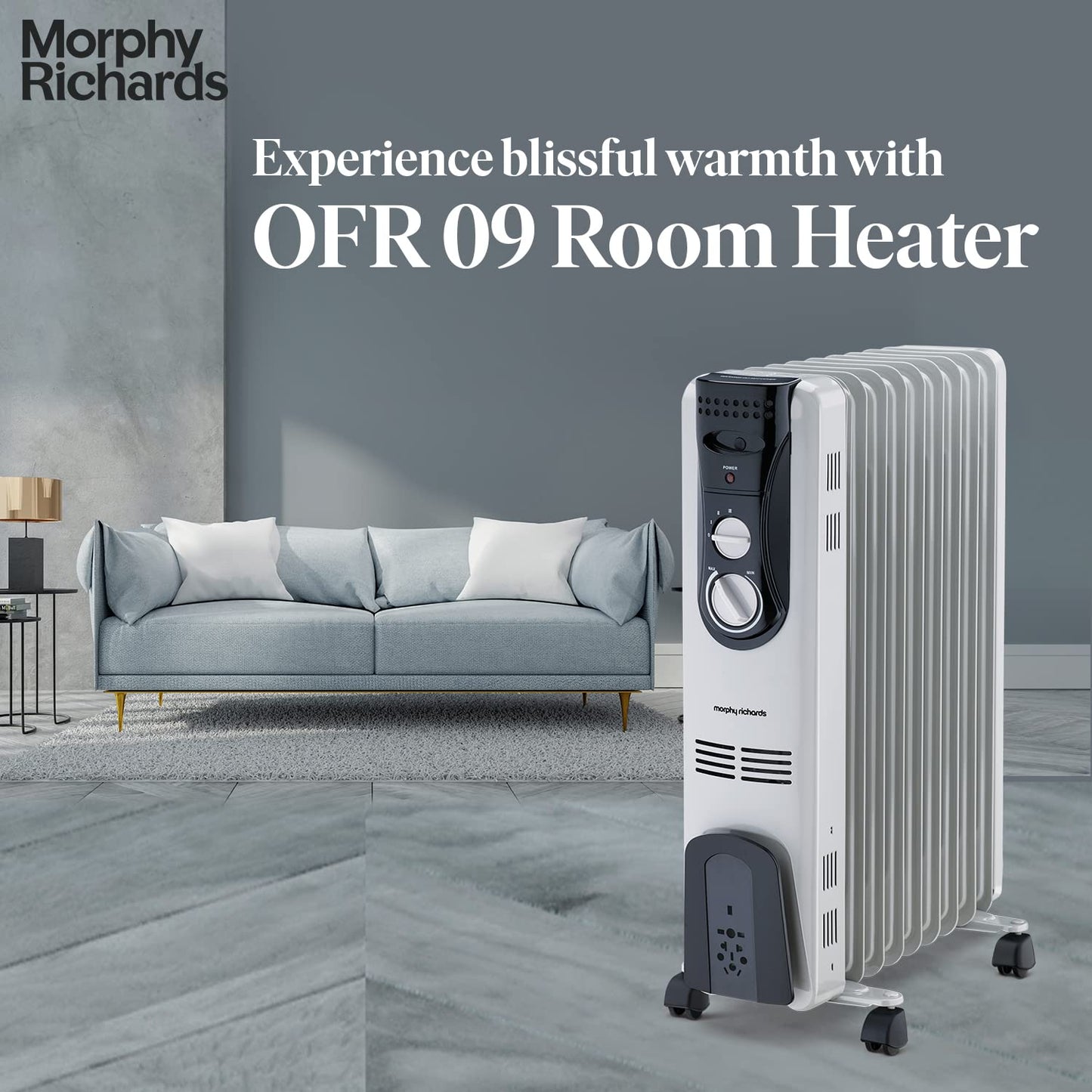 Morphy Richards OFR 09 Fin Oil Filled Room Heater 2000 Watt Grey ISI Approved 