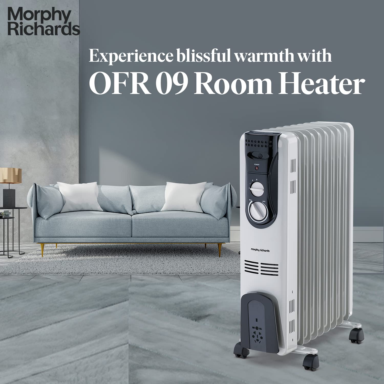 Morphy Richards OFR 09 Fin Oil Filled Room Heater 2000 Watt Grey ISI Approved 