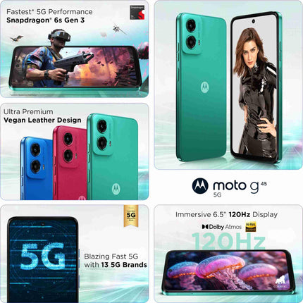 Motorola G45 5G (Brilliant Green, 8GB RAM, 128GB Storage) | 6.5" FHD+ Display | Snapdragon 6 Gen1 Processor | 50MP Camera | 16MP Front Camera | 5000mAh Battery | 33W Charging 