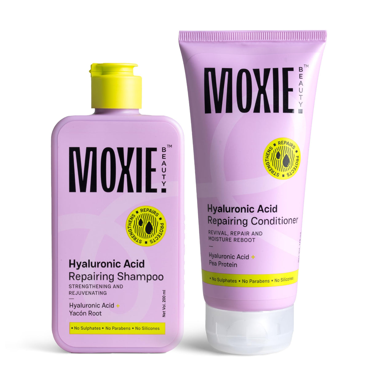 Moxie Beauty HydroRepair Wash Duo | Sulfate-Free Shampoo & Protein-Enriched Conditioner | Deep Hydration & Strengthening | Frizz Control & Damage Repair | 200 ml + 175ml 