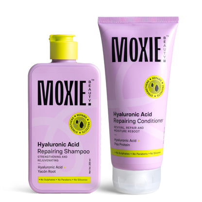 Moxie Beauty HydroRepair Wash Duo | Sulfate-Free Shampoo & Protein-Enriched Conditioner | Deep Hydration & Strengthening | Frizz Control & Damage Repair | 200 ml + 175ml 