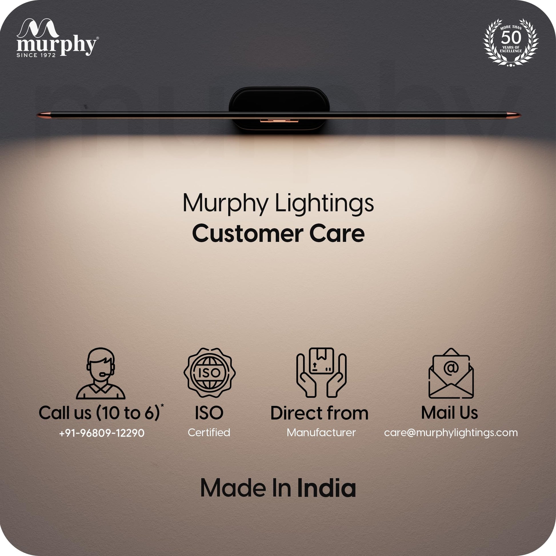 Murphy 12W 3-in-1 Color Chnaging Black Rose Gold Finish LED Mirror Picture Wall Light,Bathroom Vanity Led Mirror Light with 2 Year Warranty (Cool White/Warm White/Natural White)-Pack of 1 