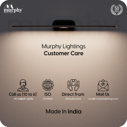Murphy 12W 3-in-1 Color Chnaging Black Rose Gold Finish LED Mirror Picture Wall Light,Bathroom Vanity Led Mirror Light with 2 Year Warranty (Cool White/Warm White/Natural White)-Pack of 1 