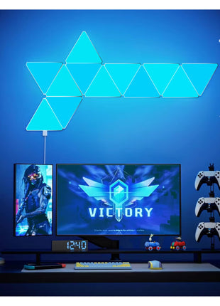 NADS Technologies Triangular Wall Light Panels, Smart RGBIC Lights for Gaming & Home Decor, 16 Million Colors, App Control, Music Sync (Pack of 6) 