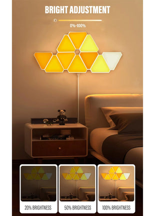 NADS Technologies Triangular Wall Light Panels, Smart RGBIC Lights for Gaming & Home Decor, 16 Million Colors, App Control, Music Sync (Pack of 6) 