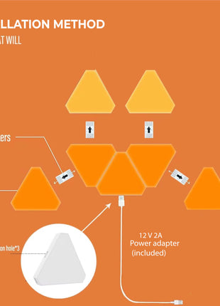 NADS Technologies Triangular Wall Light Panels, Smart RGBIC Lights for Gaming & Home Decor, 16 Million Colors, App Control, Music Sync (Pack of 6) 