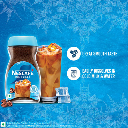 NESCAFE Ice Roast | Instant Coffee Powder for Cold Coffee Lovers | Easily Dissolves in Cold Milk | 90g Jar 