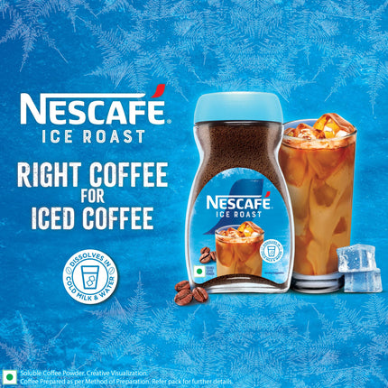 NESCAFE Ice Roast | Instant Coffee Powder for Cold Coffee Lovers | Easily Dissolves in Cold Milk | 90g Jar 