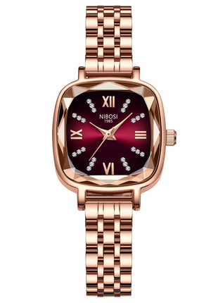NIBOSI Women Watches Analog Rose Gold Square Dial and Band Women's Stainless Steel Watch for Girls&Miss&Ladies Diamond Studded with Stylish Watches Waterproof 