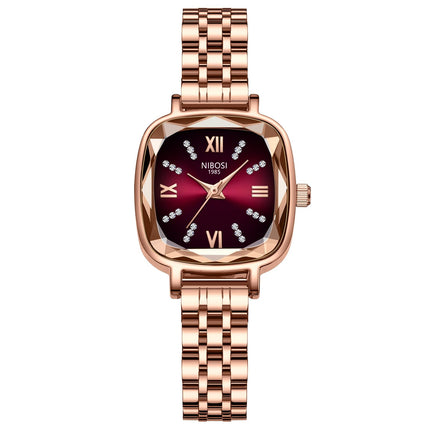 NIBOSI Women Watches Analog Rose Gold Square Dial and Band Women's Stainless Steel Watch for Girls&Miss&Ladies Diamond Studded with Stylish Watches Waterproof 