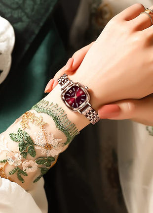 NIBOSI Women Watches Analog Rose Gold Square Dial and Band Women's Stainless Steel Watch for Girls&Miss&Ladies Diamond Studded with Stylish Watches Waterproof 