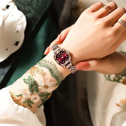 NIBOSI Women Watches Analog Rose Gold Square Dial and Band Women's Stainless Steel Watch for Girls&Miss&Ladies Diamond Studded with Stylish Watches Waterproof 