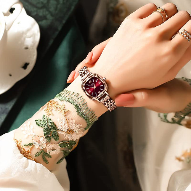 NIBOSI Women Watches Analog Rose Gold Square Dial and Band Women's Stainless Steel Watch for Girls&Miss&Ladies Diamond Studded with Stylish Watches Waterproof 