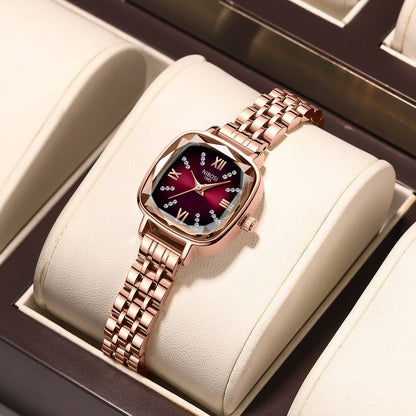 NIBOSI Women Watches Analog Rose Gold Square Dial and Band Women's Stainless Steel Watch for Girls&Miss&Ladies Diamond Studded with Stylish Watches Waterproof 
