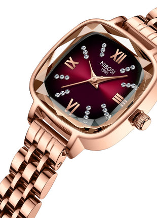 NIBOSI Women Watches Analog Rose Gold Square Dial and Band Women's Stainless Steel Watch for Girls&Miss&Ladies Diamond Studded with Stylish Watches Waterproof 