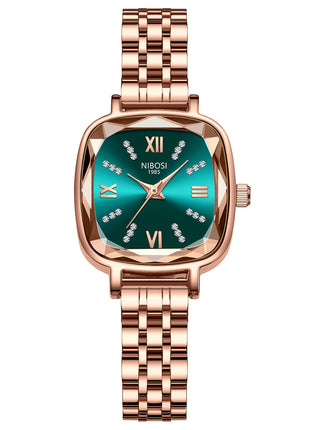 NIBOSI Women Watches Analog Stainless Steel Rose Gold Band and Square Dial Women's Watch for Girls&Miss&Ladies Diamond Studded with Stylish Watches Waterproof 