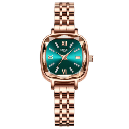 NIBOSI Women Watches Analog Stainless Steel Rose Gold Band and Square Dial Women's Watch for Girls&Miss&Ladies Diamond Studded with Stylish Watches Waterproof 