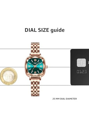 NIBOSI Women Watches Analog Stainless Steel Rose Gold Band and Square Dial Women's Watch for Girls&Miss&Ladies Diamond Studded with Stylish Watches Waterproof 