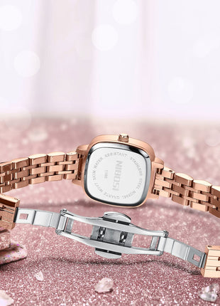 NIBOSI Women Watches Analog Stainless Steel Rose Gold Band and Square Dial Women's Watch for Girls&Miss&Ladies Diamond Studded with Stylish Watches Waterproof 