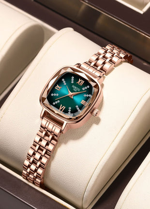 NIBOSI Women Watches Analog Stainless Steel Rose Gold Band and Square Dial Women's Watch for Girls&Miss&Ladies Diamond Studded with Stylish Watches Waterproof 