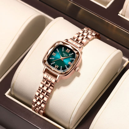NIBOSI Women Watches Analog Stainless Steel Rose Gold Band and Square Dial Women's Watch for Girls&Miss&Ladies Diamond Studded with Stylish Watches Waterproof 