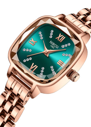 NIBOSI Women Watches Analog Stainless Steel Rose Gold Band and Square Dial Women's Watch for Girls&Miss&Ladies Diamond Studded with Stylish Watches Waterproof 