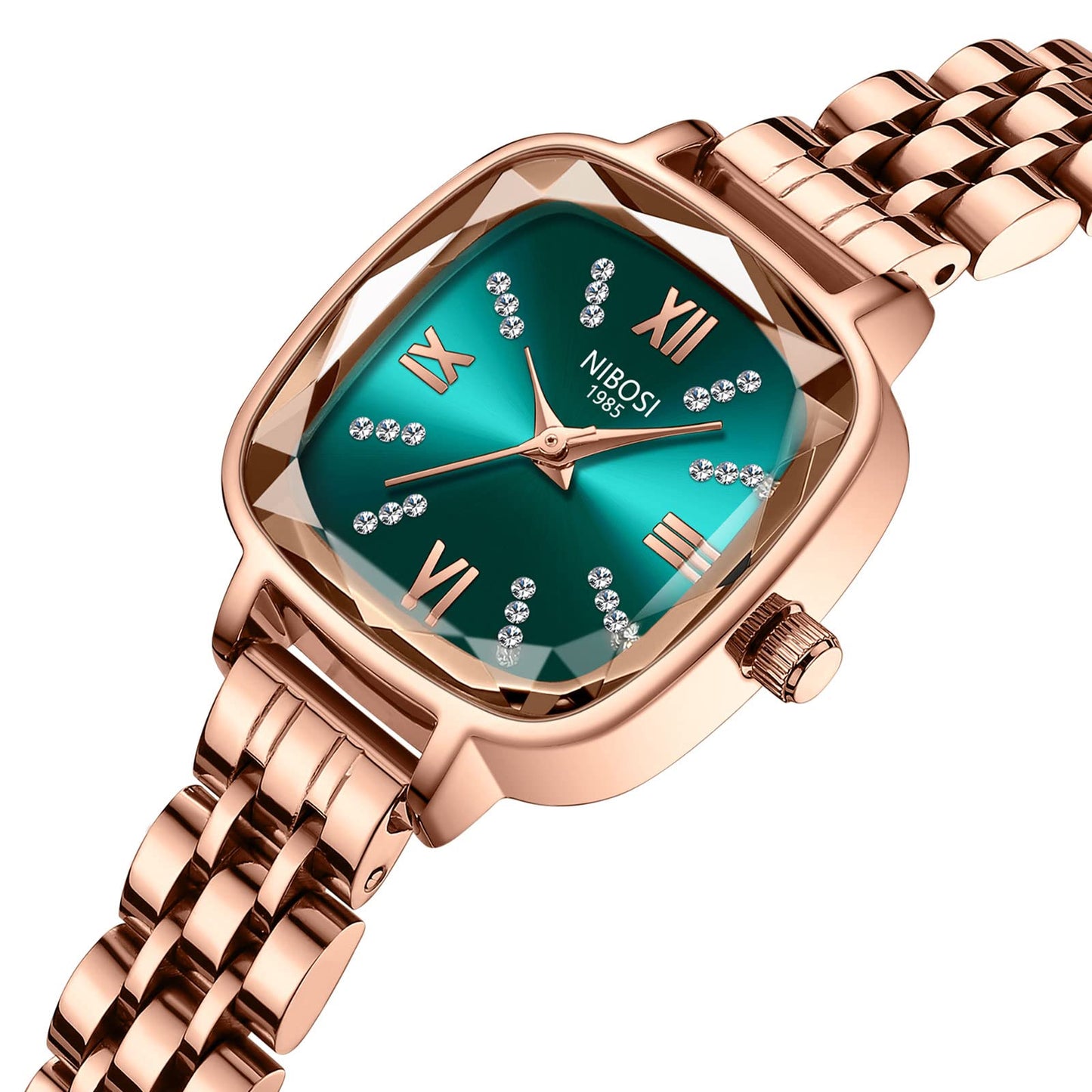 NIBOSI Women Watches Analog Stainless Steel Rose Gold Band and Square Dial Women's Watch for Girls&Miss&Ladies Diamond Studded with Stylish Watches Waterproof 