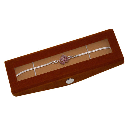 NINE10 Silver Bracelet Rakhi With Velvet Gift Box for Boys (Silver) 