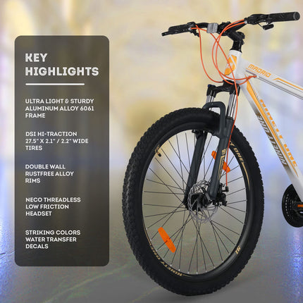 NINETY ONE E Cycle Series (Madrid - White Yellow, 27.5T - 21 Speed) 