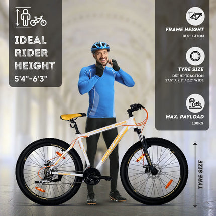 NINETY ONE E Cycle Series (Madrid - White Yellow, 27.5T - 21 Speed) 