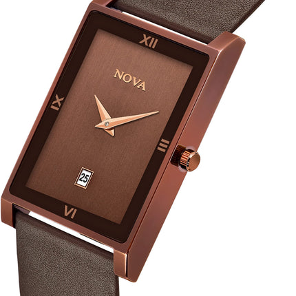 NOVA Slim Watch Mens & Women Brownish Slim Date Series Wrist Watch Analog Watch - for Men & Women 