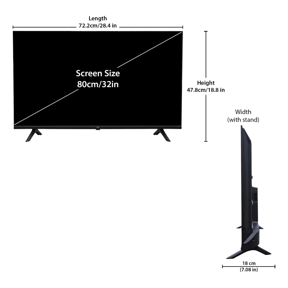 NU 80 cm (32 Inches) New 2025 Borderless Series 720p HD Smart Google TV LED32HGNX 