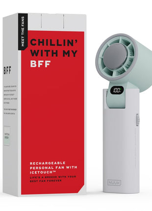 NUUK BFF Hand Fan, 13000 RPM Personal Fan With Icetouch Cooling |3600Mah USB Rechargeable Battery [Up To 10H] |Quiet Foldable Fan For Travel, Commute, Office, Makeup & Outdoor | 100-Speed Dial, Green 