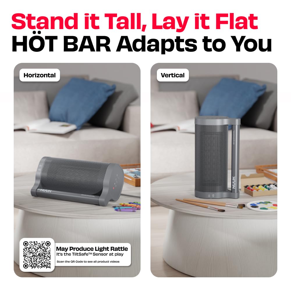 NUUK HÖT BAR 2-Sec Instant Heating PTC Heater for Room | Upto 20% Bill Savings | Zero Dryness | Super-Silent, Portable | Vertical & Horizontal Use | 2200W | Perfect Replacement for small 7/9 fin OFRs 