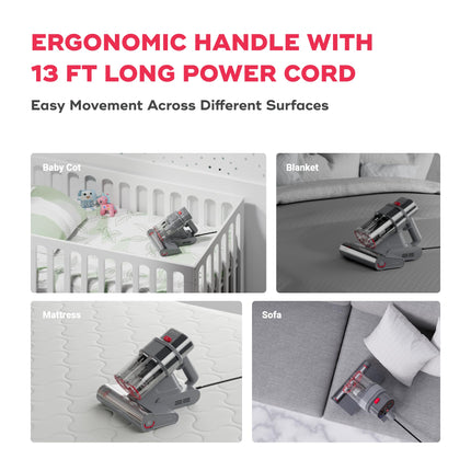 NUUK REN Beam Mattress Vacuum Cleaner for Dust Mites, Allergens & Pet Hair | 4 Step BEAMTech™ | Vibration, UV-C Light, 50000 Hz Ultrasonic Waves, 60°C Hot Air Treatment | 7 Grade Filtration with HEPA 