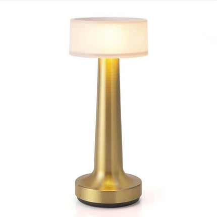 NYRWANA Table Lamp | 2000 mAh Battery | Lamps for Bedroom, Night Lamp, Table Lamp for Bedroom & Living Room, Bedside Lamp, Stepless Dimming, 3 Colour Touch Control, Wireless Charging - Metal (Gold) 