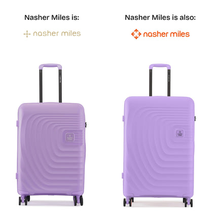 Nasher Miles Boston Hard-Sided Polypropylene Double Spinner Check-in Luggage 24 inch | 65cm | 8 Wheels Medium Trolley Bag for Travel | Suitcase (Purple) 