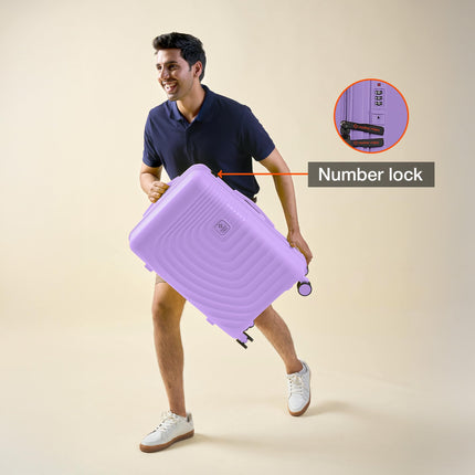 Nasher Miles Boston Hard-Sided Polypropylene Double Spinner Check-in Luggage 24 inch | 65cm | 8 Wheels Medium Trolley Bag for Travel | Suitcase (Purple) 