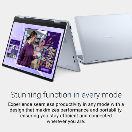 New Dell 14 Plus 2-in-1 Touch Laptop, AI Enabled Intel Core Ultra 5 226V, 16GB LPDDR5X, 512Gb SSD, Intel Arc Graphics, 14" FHD+ 300nits WVA Display, Backlit Keyboard + FPR, Ice Blue, 1.61 Kg 