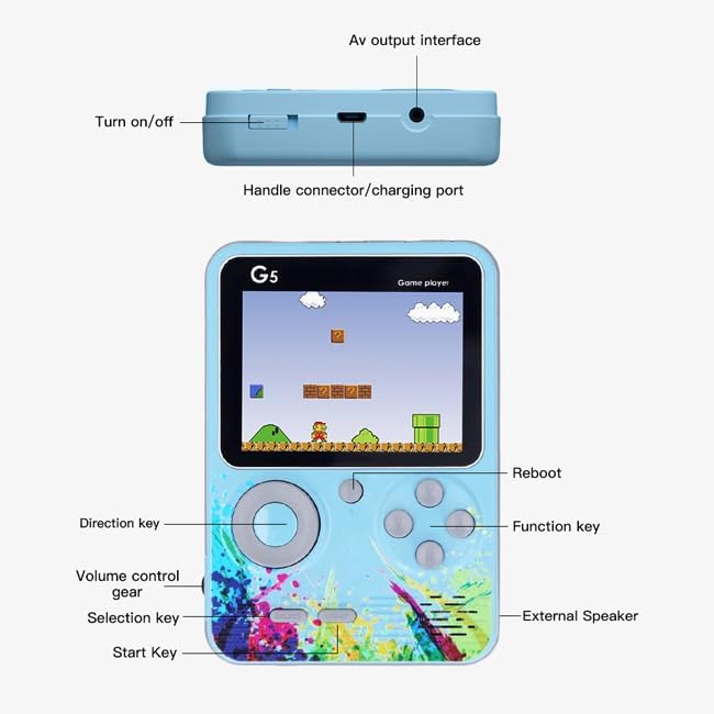 New World G5 Video Game for Kids, Handheld 500 in 1 Games for Kids, Handheld Video Game Game Box with TV Output Gaming Console, Rechargeable Video Game for Kids 