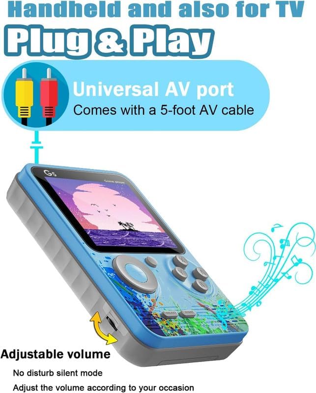 New World G5 Video Game for Kids, Handheld 500 in 1 Games for Kids, Handheld Video Game Game Box with TV Output Gaming Console, Rechargeable Video Game for Kids 
