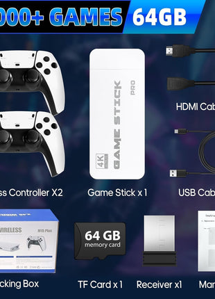 New World M15 Gaming Console with Game Stick, 1080p HD, Plug & Play TV Video Game Set for 2 Player, 2.4G Wireless, 10 Emulators, 