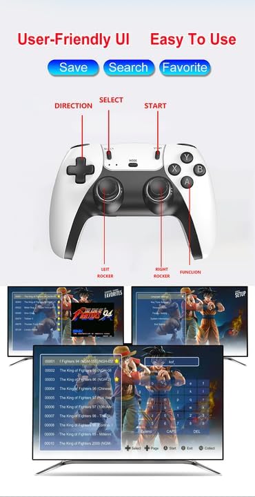 New World M15 Gaming Console with Game Stick, 1080p HD, Plug & Play TV Video Game Set for 2 Player, 2.4G Wireless, 10 Emulators, 