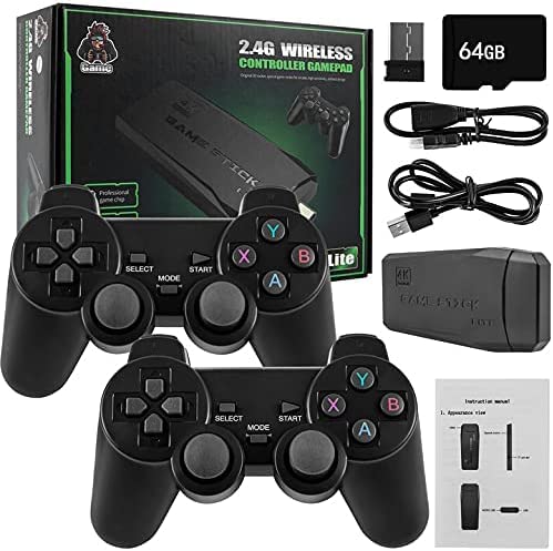 New World TV Video Games for Kids Wireless 64GB Memory, HD Classic Games Console with TF Card, 9 Emulator Console, HDMI Output TV Video Game Console Game Stick 