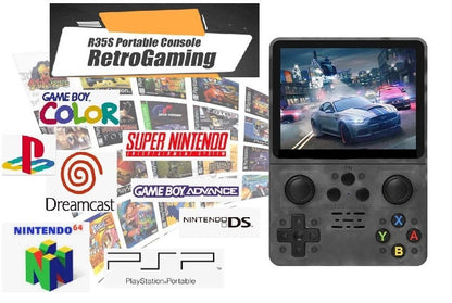 New World X-Ninja R35S Retro Video Game Console 64GB Mini Handheld Classic Games Support PS P Games 3.5-inch IPS Screen Dual 3D Joystick 