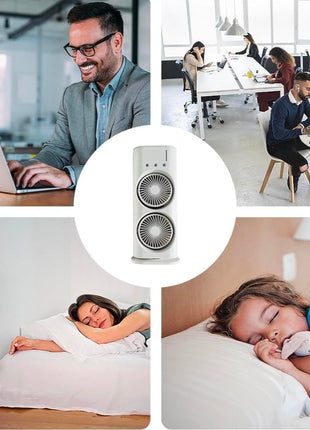 Nick jones Portable Mini Tower Fan with Dual Fans, LED Lighting, 3-Speed Control, Portable Ac Mini Cooler Fan for Room,office, liberary,Rechargeable Fan Portable Air Conditioners Water Cooler Mini Ac 