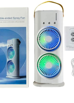 Nick jones Portable Mini Tower Fan with Dual Fans, LED Lighting, 3-Speed Control, Portable Ac Mini Cooler Fan for Room,office, liberary,Rechargeable Fan Portable Air Conditioners Water Cooler Mini Ac 