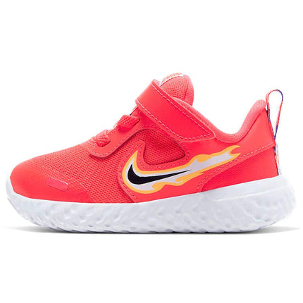 Nike Toddler Unisex Revolution 5 FIRE (TDV)_Laser Crimson/DK Smoke Grey-Opti Yellow_CK4551-600-4 UK 